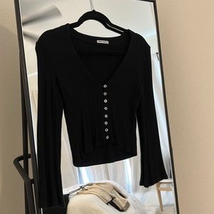 Reformation Black Gellar Knit Top